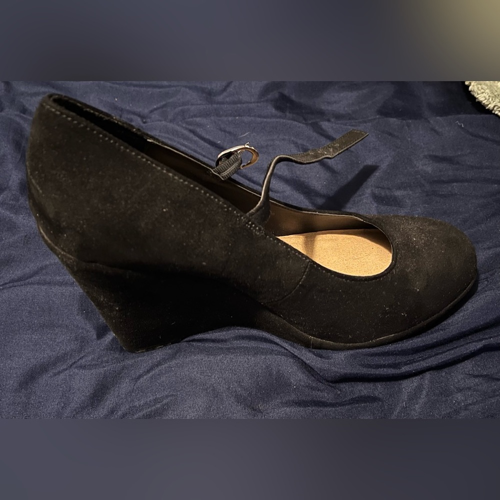 Torrid faux suede Mary Jane wedge